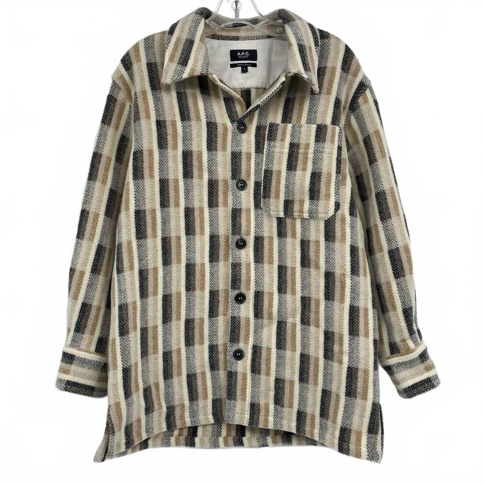 A.P.C Beige Black Relaxed Fit Teddy Jacket | Womens S